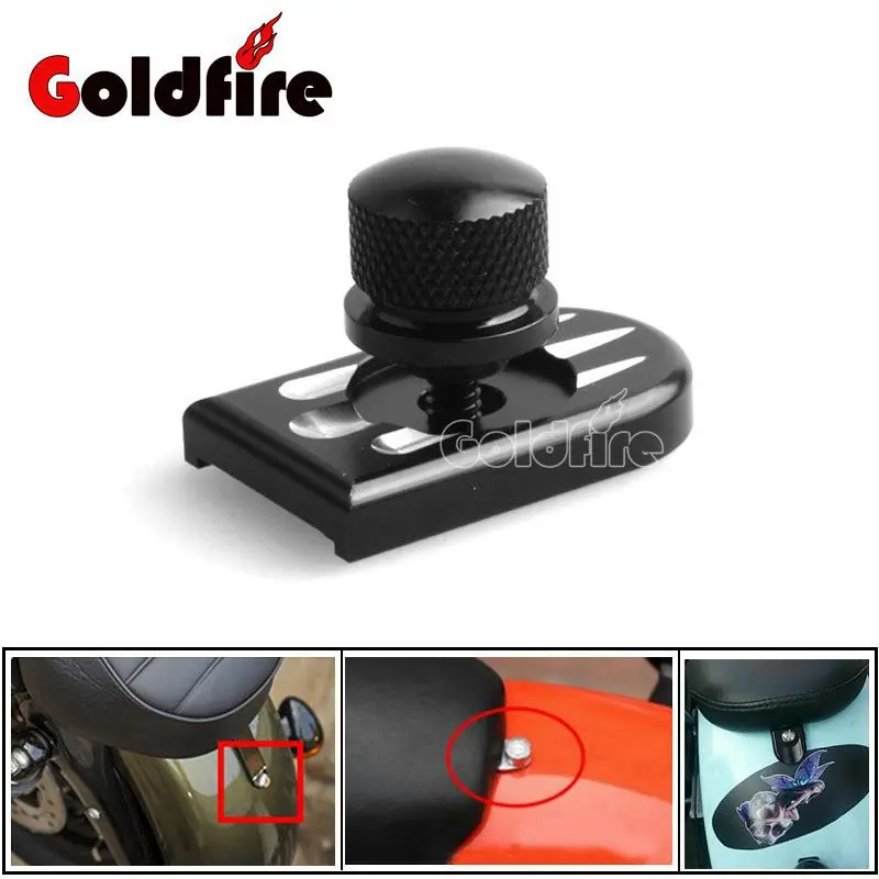 XHT Black Aluminum Rear Seat Cross Screw Bolt Mount Knob Cover – For Harley Davidson – MT500-SCB-BK
