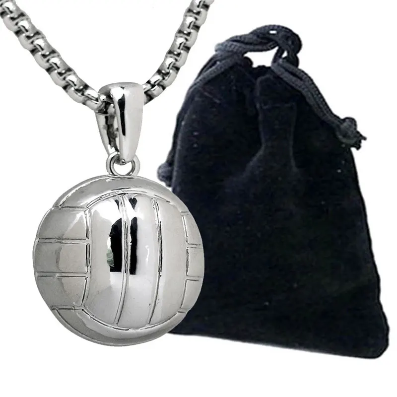 3D Volleyball Pendant Necklace Men Ball Lover Sport Necklaces