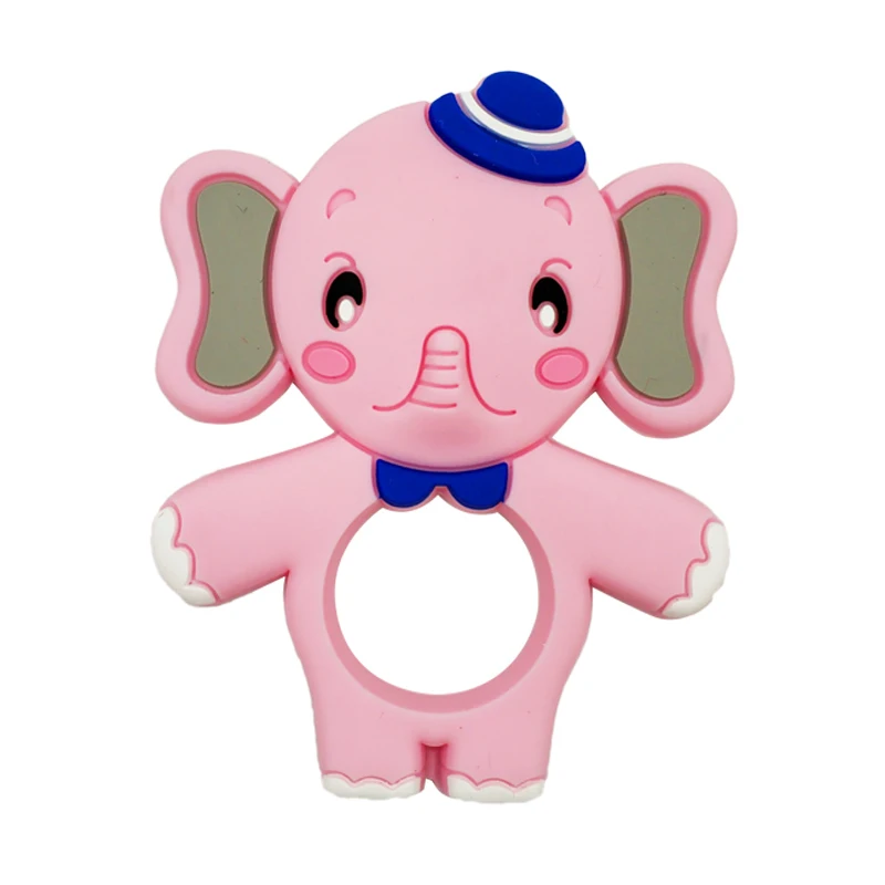 Elephant Pink Укус пищевого силикона Diy животное коала детский Прорезыватель жевательное Кольцо Силиконовые Детские Прорезыватели игрушки подарок для детей Детские подвески - Цвет: Elephant Pink