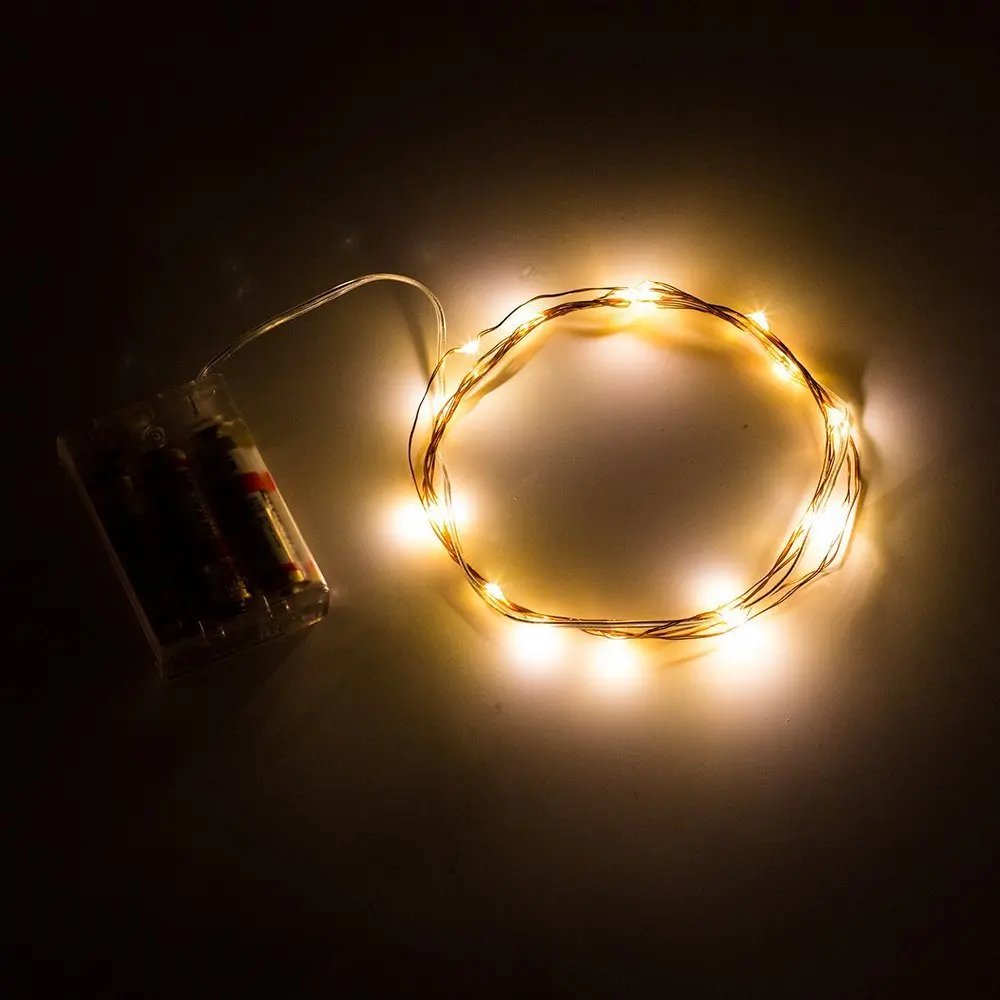 250pcs/lot 5M 50 LEDs Warm White Battery operated Copper Wire LED