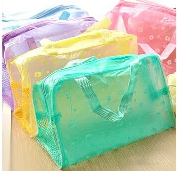 

5 Colors Available Transparent Floral Cosmetic Storage Bag Travelling Bath Bag Drop Shipping