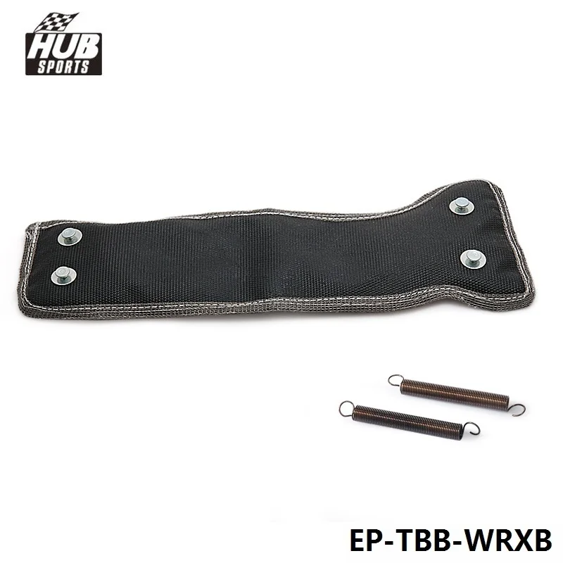 TURBO STEEL MESH HEAT SHIELD BLACK / SLIVER STITCH BLANKET WRAP+SPRING for Subaru WRX HU-TBB-WRXB