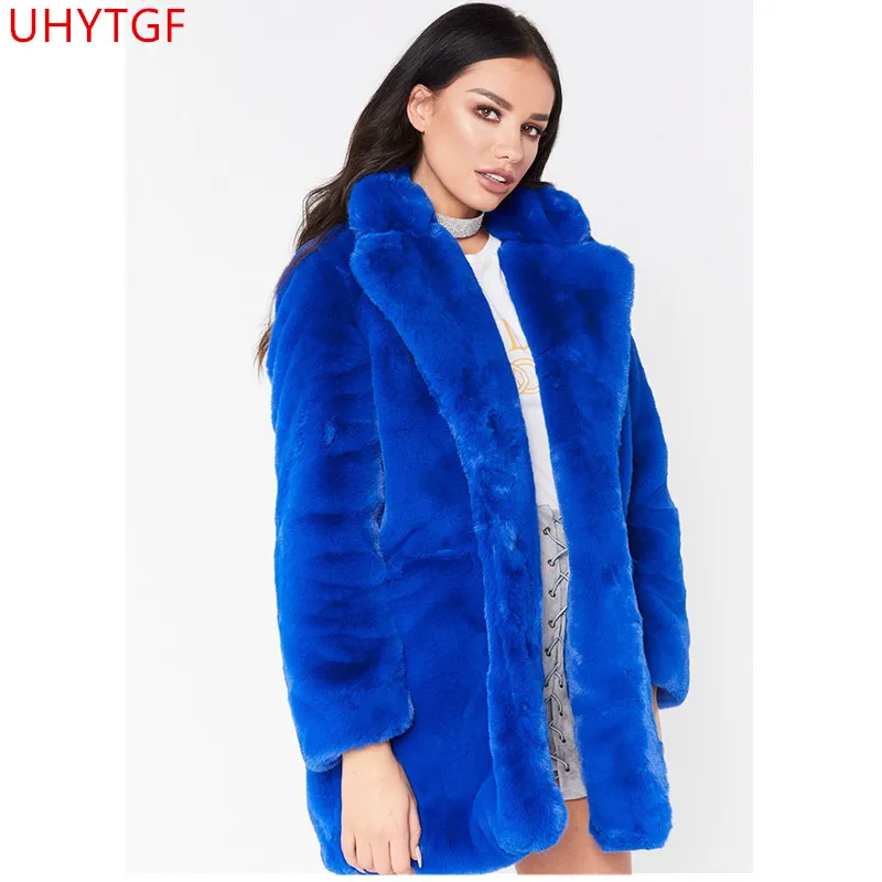 

New Elegant pink fluffy women's jacket, faux fur street autumn winter warm plush Teddy coat large size jacket evening wear 570