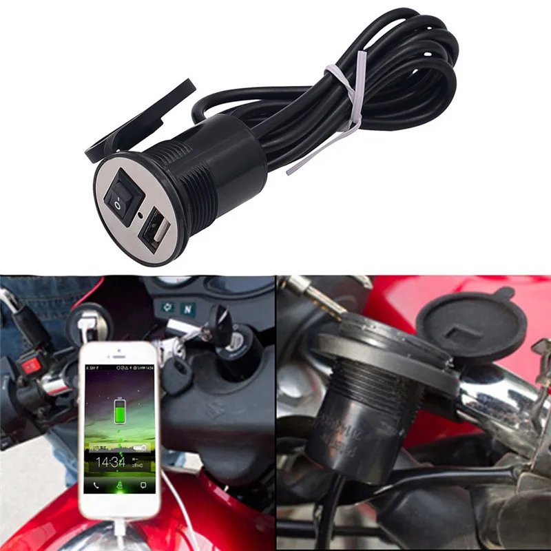 New Waterproof Port Socket 12V USB Motorcycle Mobile Phone Power Supply