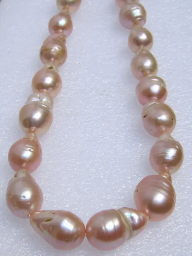 

Jewelr 004681 The only 17X25MM SOUTH SEA PINK BAROQUE PEARL NECKLACE 18" 14KGP
