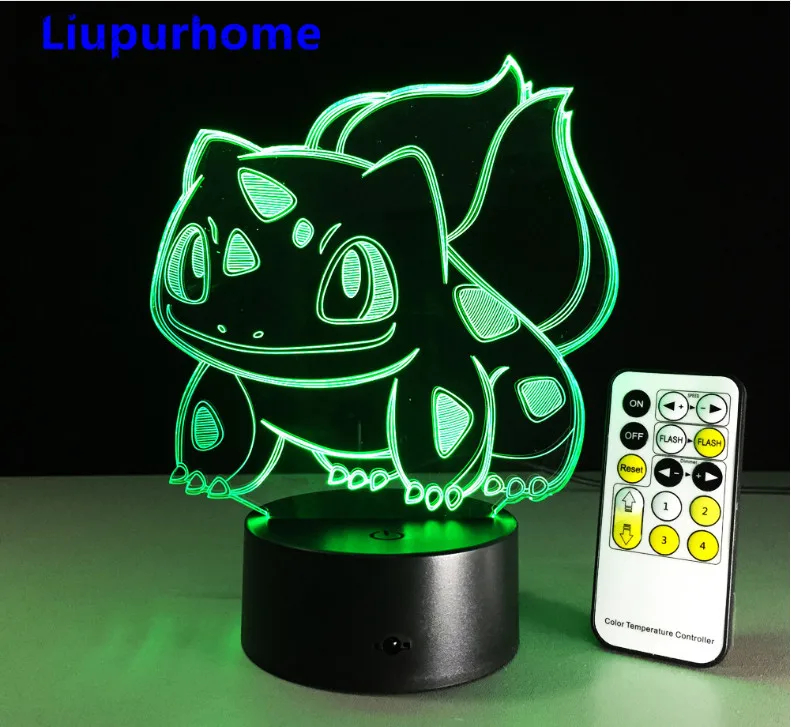 Bulbasaur Poke Monster 3D LED Nightlight Table Decor Lamp Novelty Night