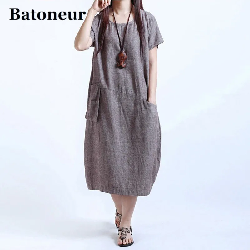 Plus-Size-Dresses-For-Women-4xl-5xl-2017-Summer-Women-Short-Sleeve-Loose-Casual-Cotton-Linen (2)