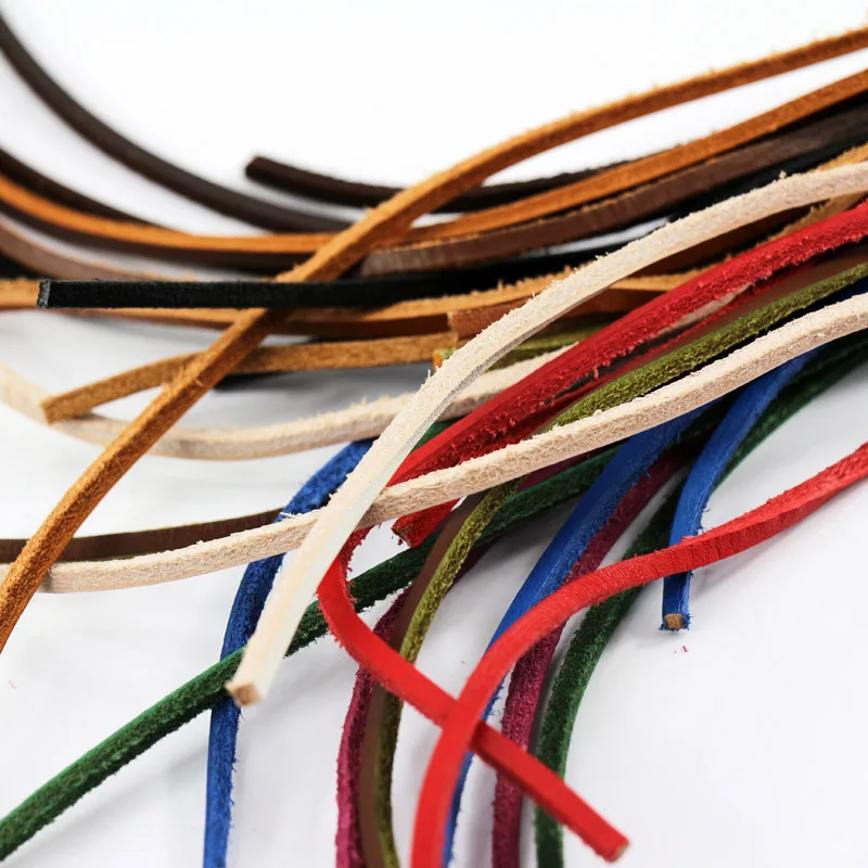 JUP 1 Pair 10 colors Genuine Cowhide Square Shoelaces Boat Doug Shoes Shoelaces Retro Leather Boots Shoestring Length 60CM-200CM