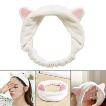 Женская эластичная бархатная повязка на голову, милые кошки, уши, повязка для волос, косметический инструмент для макияжа, для девушек, для дома, фитнеса, йоги, резинки для волос