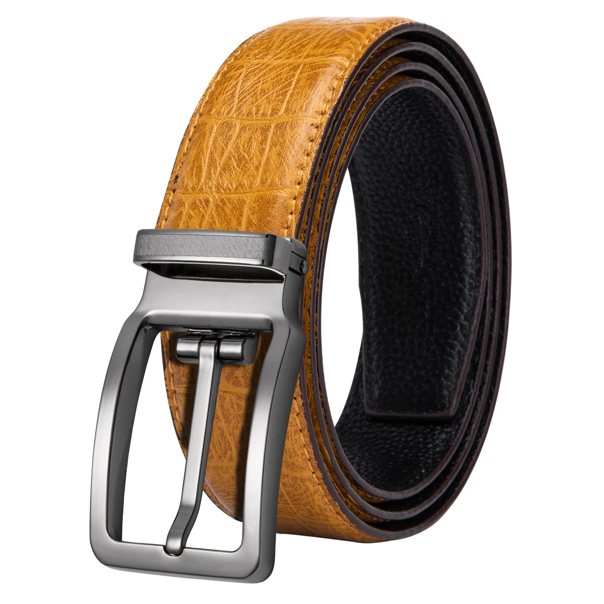 Hombres de marca de lujo diseñador cinturones de cuero para hombre Casual hebilla cinturón amarillo cinturón masculino Correa 3,5 cm ancho 1002 ZB| Cinturones de hombre| - AliExpress