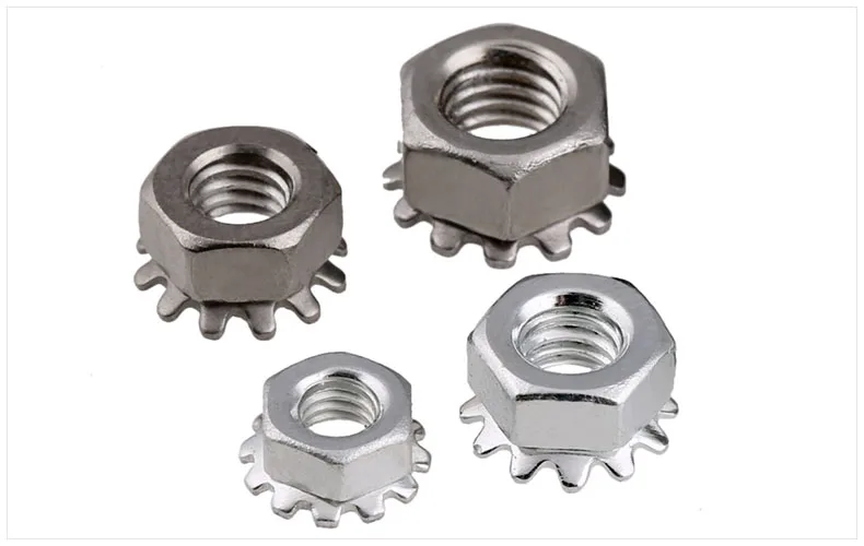 

304/201 stainless steel / zinc plated K type nut with multi tooth locknut K cap screw cap M4-M8