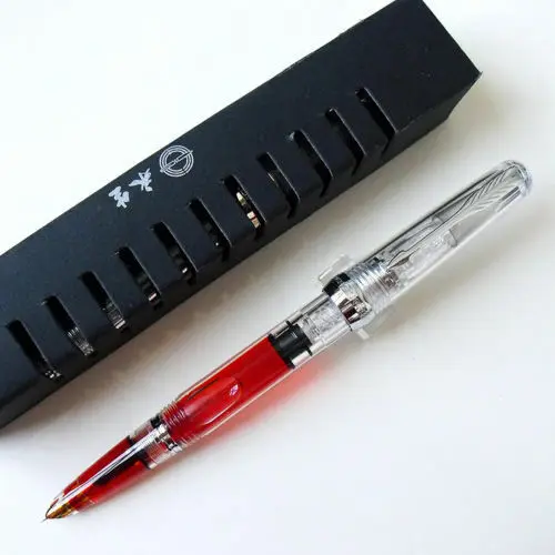 Cena 2019 skrzydło Sung 618 tłok przezroczyste wieczne pióro grzywny 0.5mm stalówka srebrny klips biuro szkolne penna stilografica