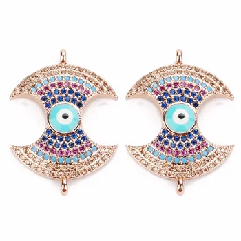 

LOULEUR Multicolor Zircon Crystal Eyes Connector For Jewelry Making Charm Bracelet Earrings Componet Copper Connectors Wholesale