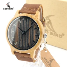 BOBO BIRD De Luxe Top Marque Hommes Montres Quartz Bambou Montre Casual Bracelet En Cuir Horloge Montre-Bracelet Relogio Masculino Cadeaux