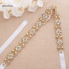 Стразы свадебные пояса жемчуг пояс невесты аппликация золотого цвета кристаллы для свадебного платья створки для свадебных AccessoriesJ160G