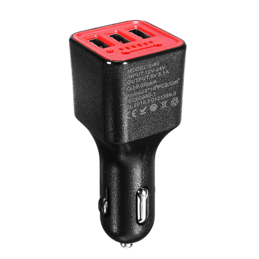

New Black DC 12V Car Fresh Air Purifier Oxygen Bar Ionizer Air Ozonator Ionizator Air Freshener Car Styling +3 USB Charger