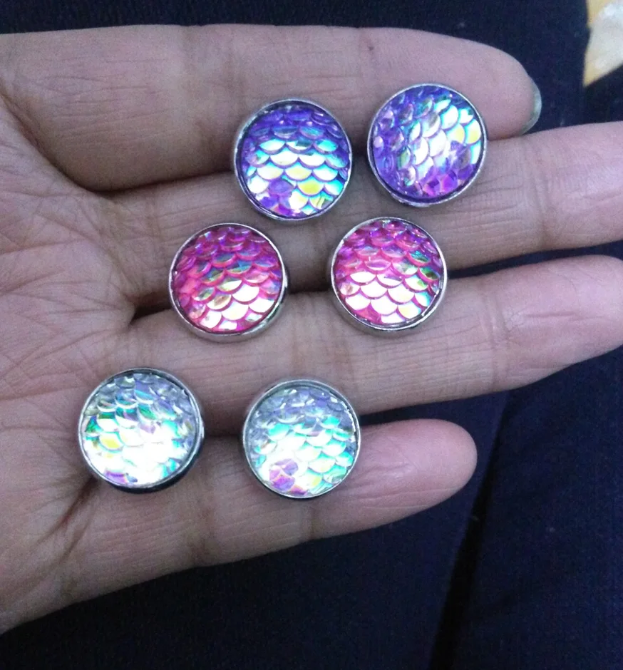 Серьги с русалочкой 10 пара/лот 12 мм блестящие русалкой|stud earrings|mermaid scale earringsfish earrings