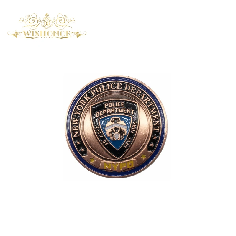 Подарок для Нью-Йоркского отделения полиции бронзовые ВОЕННЫЕ МОНЕТЫ, бронзовые армейские монеты с круглый пластиковый ящик для коллекции
