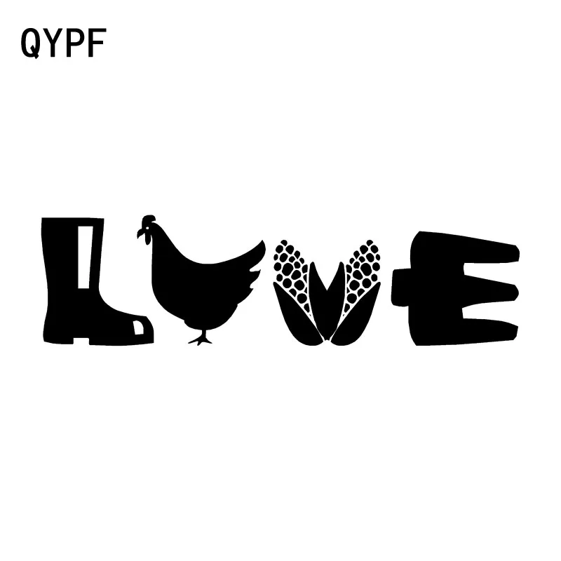 

QYPF 16.4cm*4.5cm Farm Chicken Love Fashion Vinyl Car-styling Car Window Sticker Decal Black Silver C15-1231