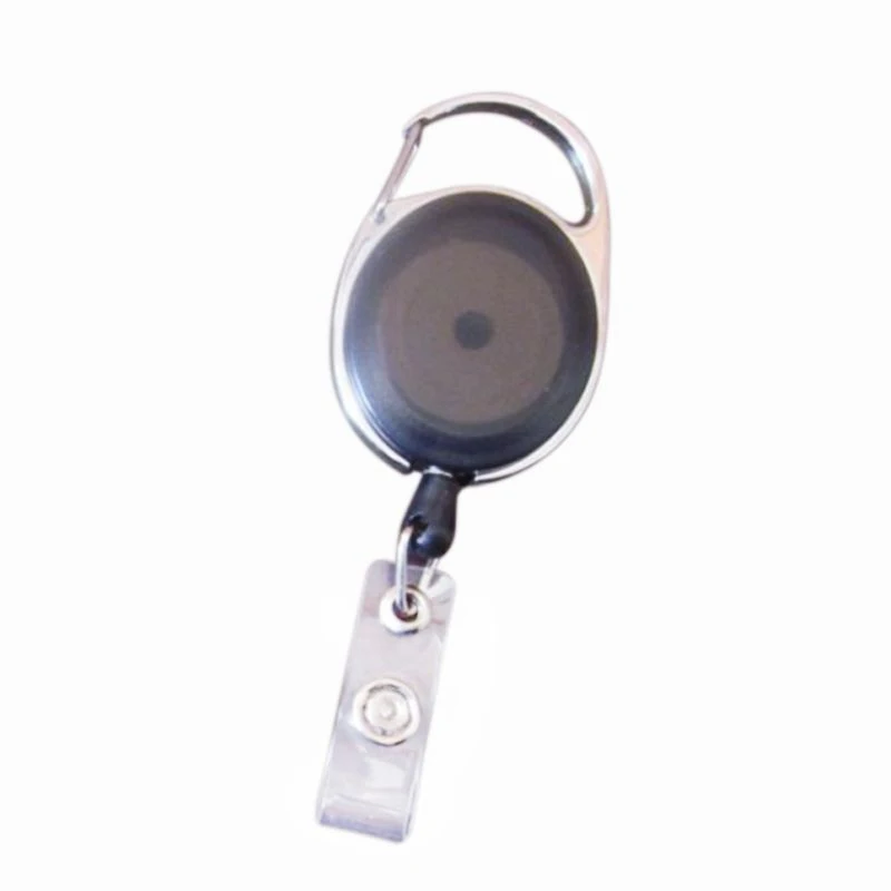 Badge holder winder with belt clip retractable carabiner id card visit card holder roller Black ...