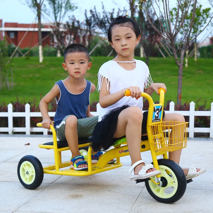Children's Tricycle Bicycle Double Baby Stroller 2 In 1 18 Months-8 Years Kindergarten Kids Double Three Wheels Bicycle Trike