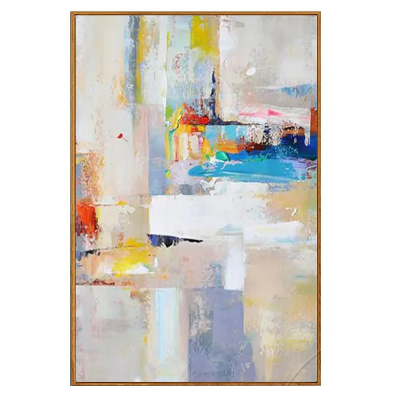 

Hand painted modern abstract nordic oil painting yellow blue canvas art decorative picture gift home decoration