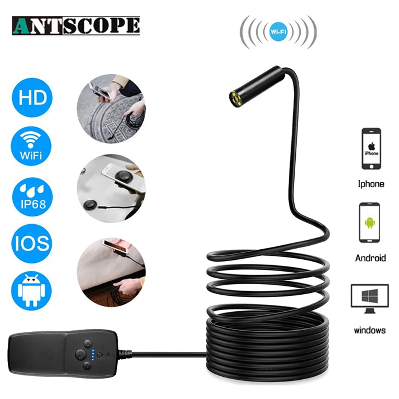 

Antscope Wifi Endoscope Auto Focus Camera 1944P HD Mini Borescope Waterproof Endoscope Inspection Camera 4LED for IOS/Android 24
