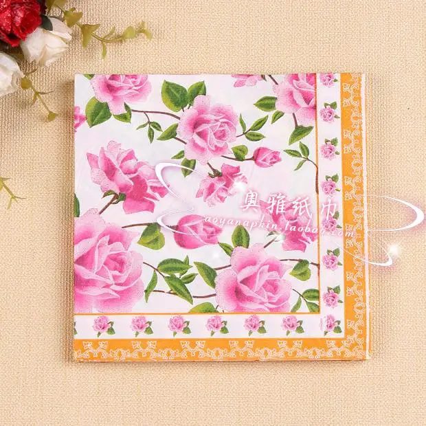 rose paper napkin flower festive party tissue napkins decoupage decoration paper for wedding 33cm - Decorative Paper Napkins rose paper napkin flower festive party tissue napkins decoupage decoration paper for wedding 33cm - Decorative Paper Napkins