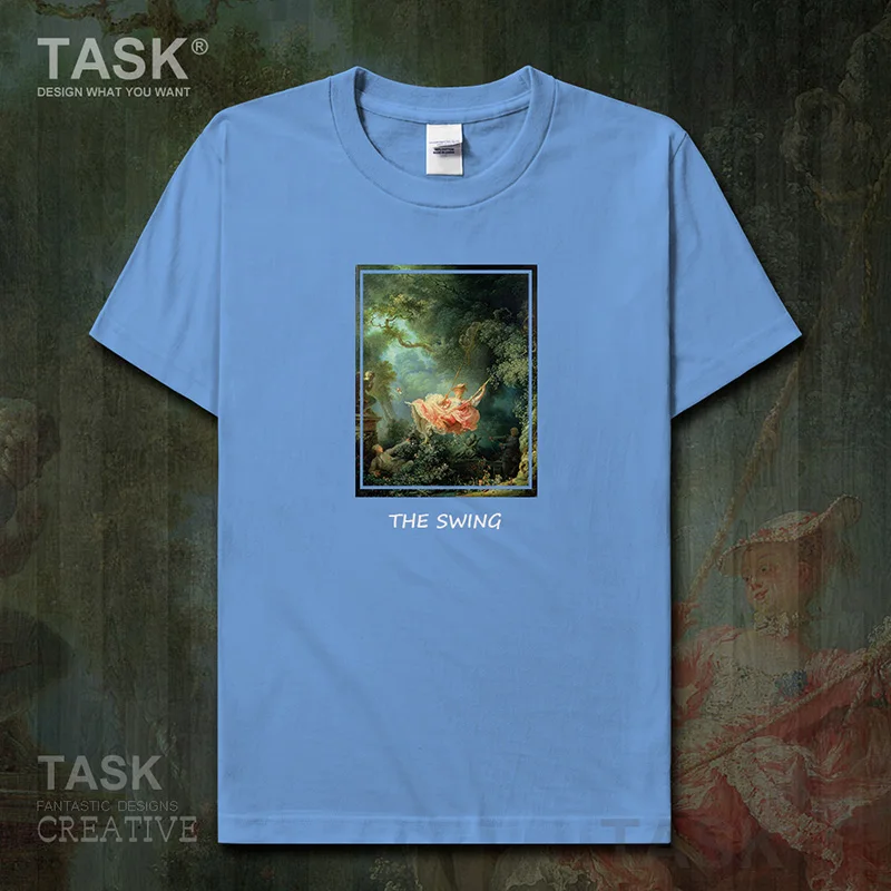 Mondo Famoso Dipinto Serie T-Shirt Fragonard Pittura Di Arte Il Altalena Manica Corta Vestiti Di Estate Del Cotone Retro Streetwear Casual