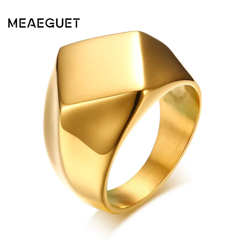 Meaeguet 16MM Wide Men's Ring Rhombus Cut Stainless Steel 3 Colors Wedding Bands Multi-faceted Male Jewelry