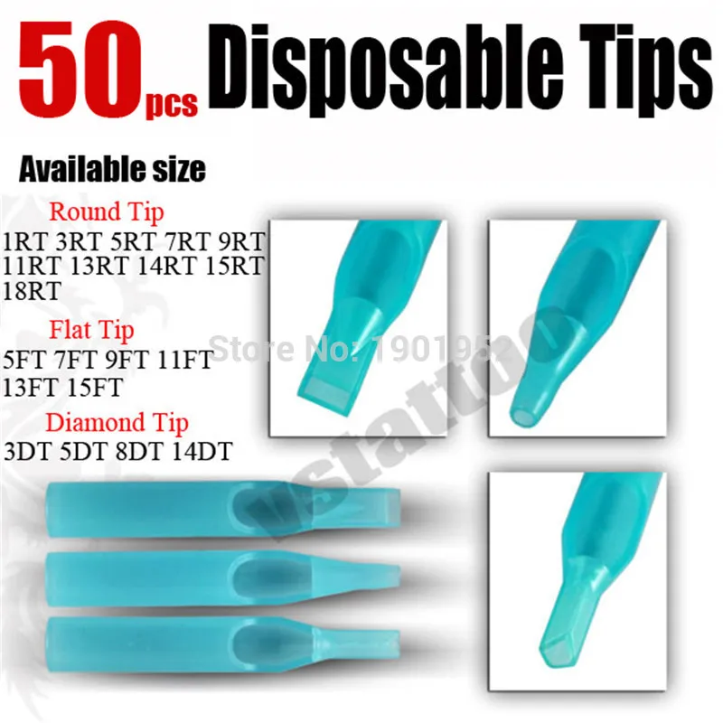

Solong Tattoo 50pcs x Disposable Tattoo Tips Blue Color Assorted DT Size TP302