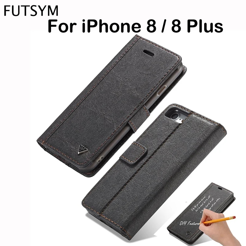 Luxury Leather Magnetic Detachable Wallet Flip Cover For iPhone 8 8 Plus Case DIY Design Card Holder 360 Shockproof for Women