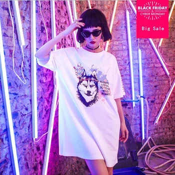 

streetwear style long t-shirts 2019 new cute pug print T-shirt rivet short tees Quality 100% cotton tops gx119