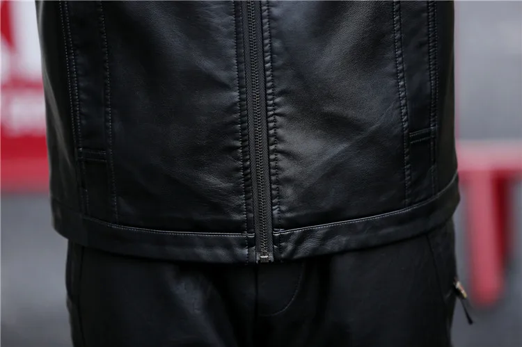 Мужская кожаная куртка M-5XL плюс размер новая модная однотонная мужская кожаная куртка мотоциклетная куртка 3 цвета
