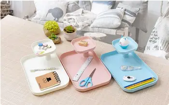 

1PC Office Stationery Desktop Storage Box Plastic Sundries Box Finishing Double-deck Cosmetics Jewelry Plate Storage Box OK 0692