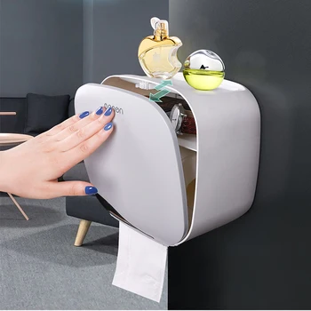 

Toilet Paper Holder Wall Mounted waterproof Paper Tissue Dispenser Multi-function Plastic Bath Toilet Paper Holder Storage Box