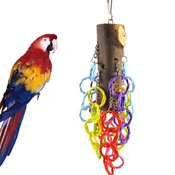 

Bird Toys Parrot Stand Bite Toys Colorful Circle Column Molar Exercise Pet Toy Cockatiel Cage Hammock Swing Hanging
