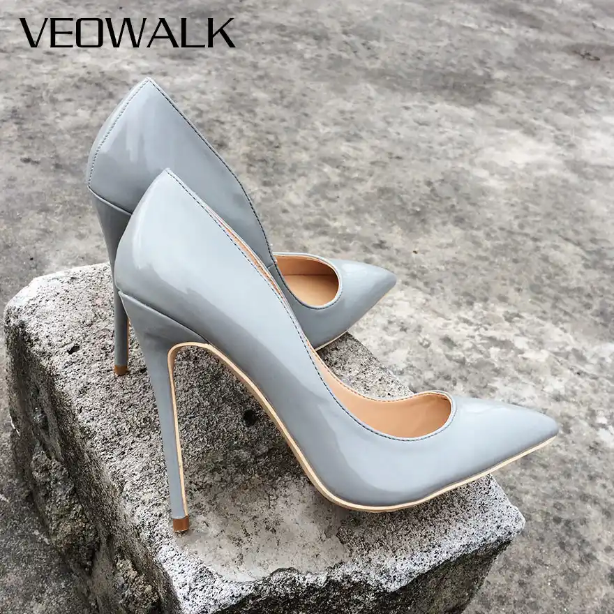 patent grey heels