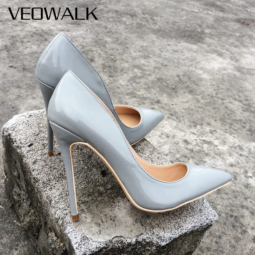 Брендовые классические стильные женские туфли Veowalk с острым носком на высоком