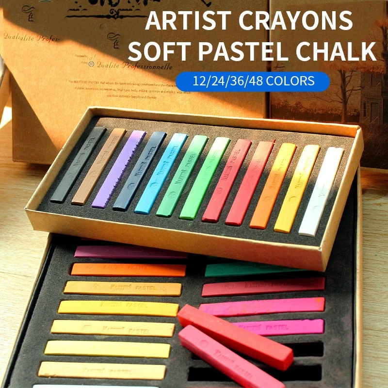 24/36/48/64 Colors Pastel Colored Chalk Drawing Crayon Set Chalk