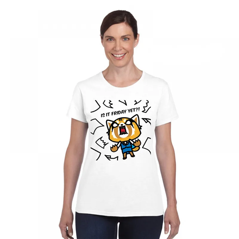 

New Summer Aggretsuko T Shirt Women Funny Cartoon Aggretsuko Printing T shirt Short Sleeve Red Panda Short Sleeve tee for girls