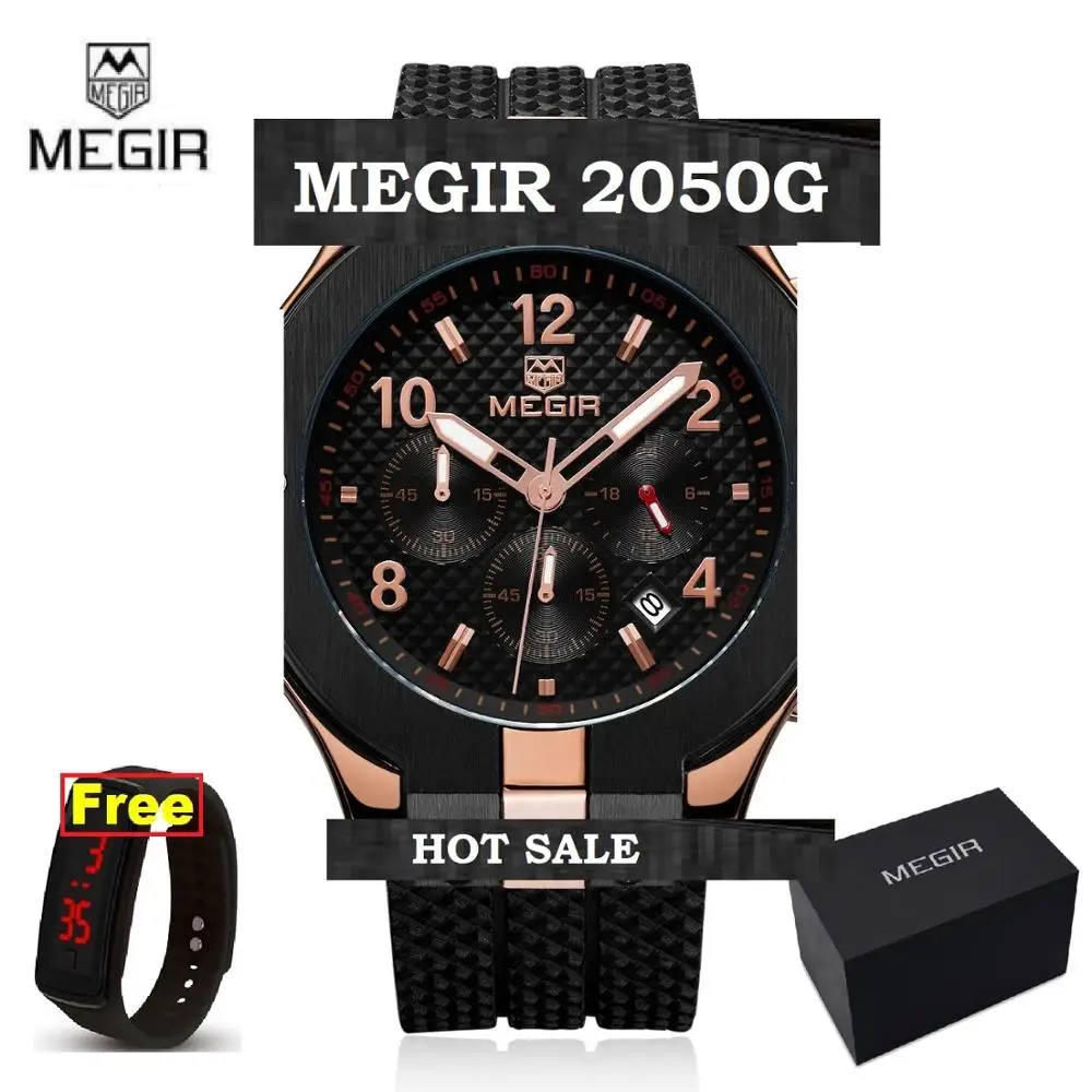

MEGIR Chronograph Sport Watch Men Creative Big Dial Army Military Quartz Watches Clock Men Wrist Watch Hour Relogio Masculino