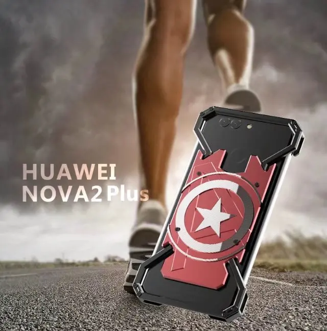 R-JUST case For huawei Nova2 plus supper hero Captain America Armor Heavy Dust CNC Metal protect Skeleton head phone cover |