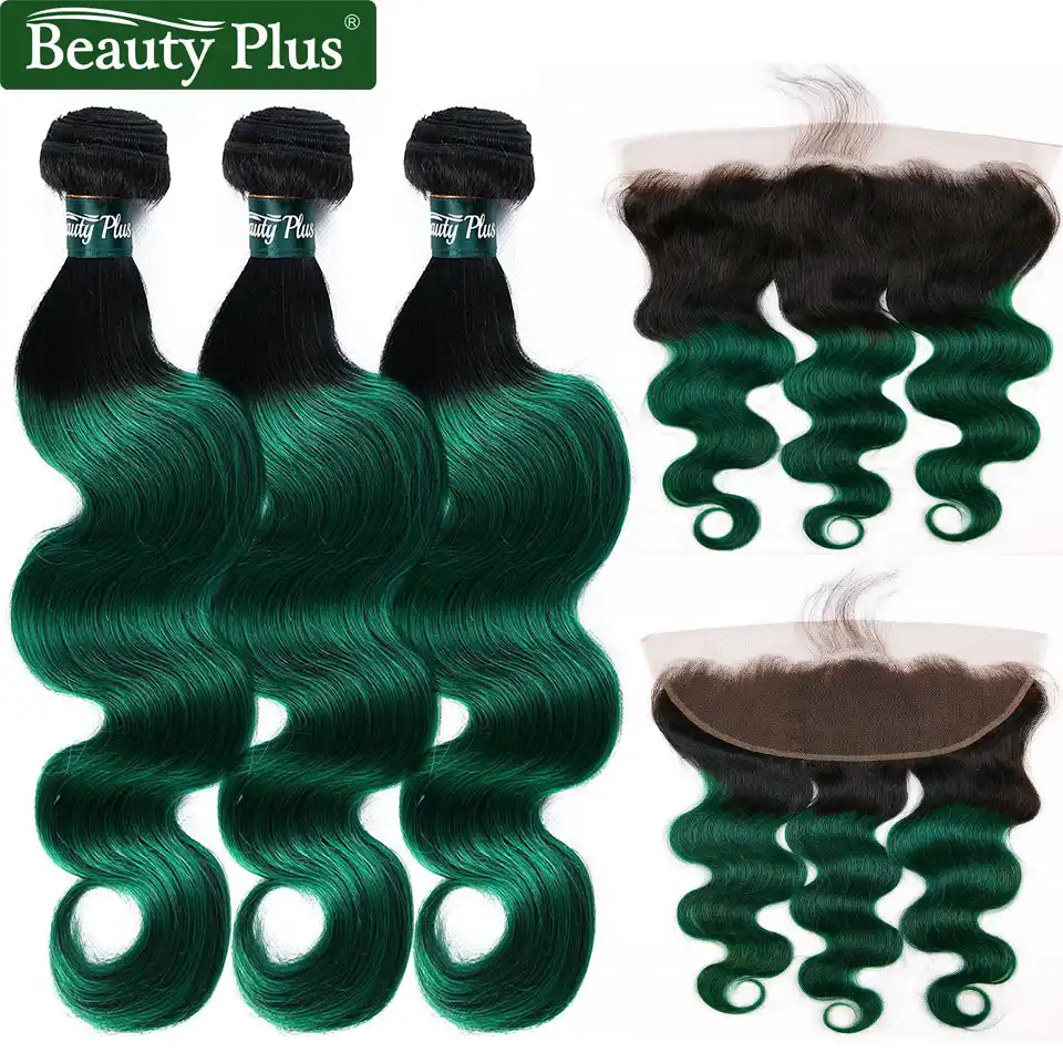 Turquoise Bundles With Frontal Malaysian Hair Bundles With Closure