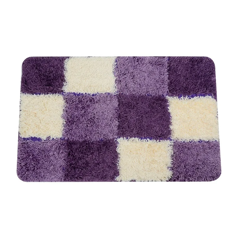 Topfinel ковры для спальни коврики плед противоскользящие скандинавские ванная комната влагопоглащающая поверхность кухонные ковры Площадь Ковер длинный пух - Цвет: Purple-Plaid