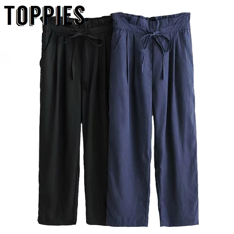 

2019 Spring Women Leisure Straight Pants Korean Silk Trousers Drawstring High Waist Pants Casual Streetwear