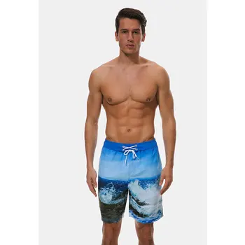 

100% Nylon Beach Shorts Print Color Elastic Waist Men Summer Shorts
