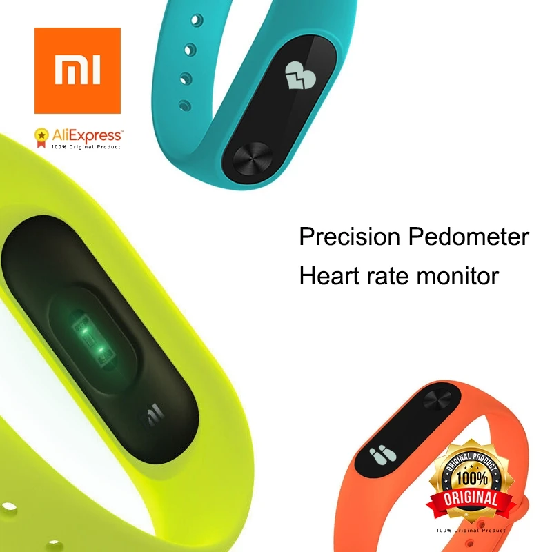 Original Xiaomi Mi Band 2 Miband Band2 Wristband Bracelet with Smart Heart Rate Fitness Tracker Touchpad OLED Strap