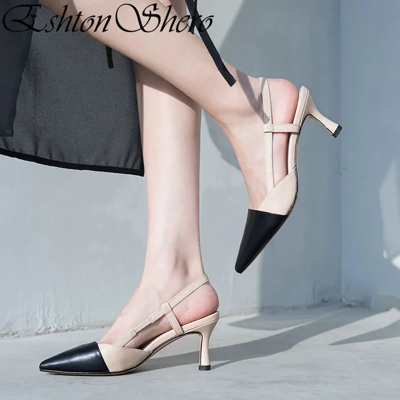 Größe schwarzes Hohe Pu Dünne Schuhe Frauen Frau Eshtonshero Apricot 34 40 Riemchen Hochzeit Spitz Damen Sommer Leder Ferse Pumps fSqWU6w