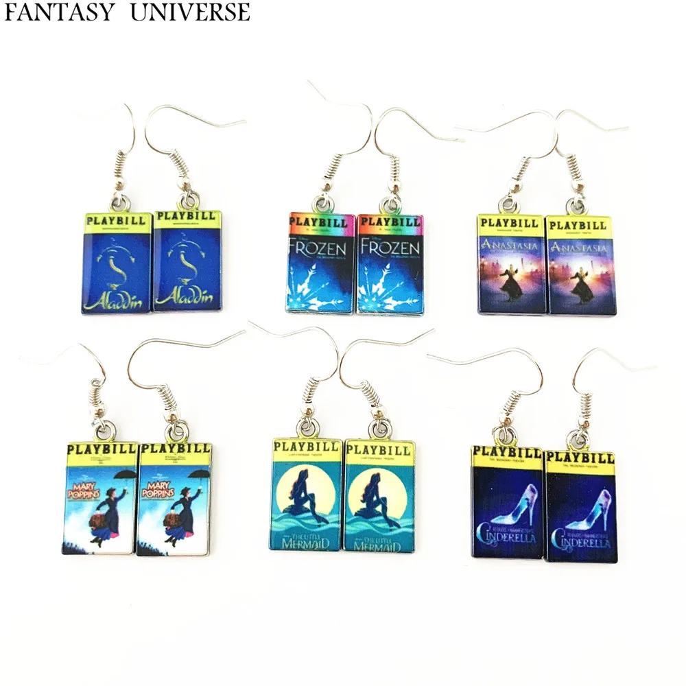 

FANTASY UNIVERSE Freeshipping wholesale 20pc a lot The little mermaid Aladdin Cinderella Mary poppins Anastasi Earrings HRHRHR01
